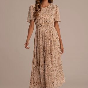 Hayden Beige Floral Midi Dress